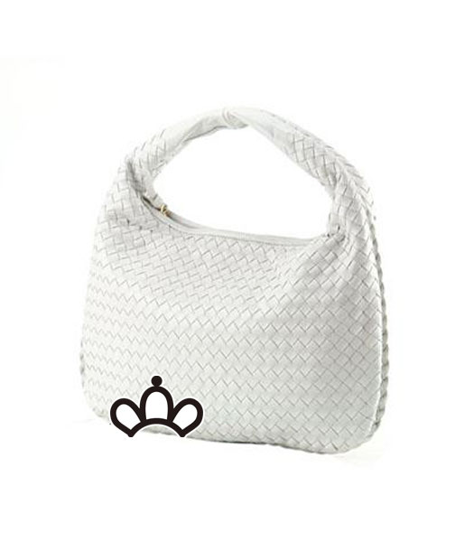 Bottega Veneta Nappa Agnello tessuto Hobo Bag Bianco